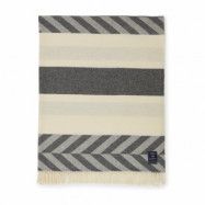 Lexington Herringbone Striped Recycled Wool pläd 130x170 cm Gray-off white