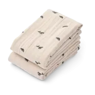 Liewood Lewis muslin filt 2-pack 65x65 cm Mini whale-Sandy