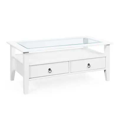 NORDIC LIVING COLLECTION Soffbord Provence 7 furu vit 115x60 med 2 lådor