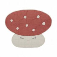 OYOY Mushroom quiltad filt Offwhite-red
