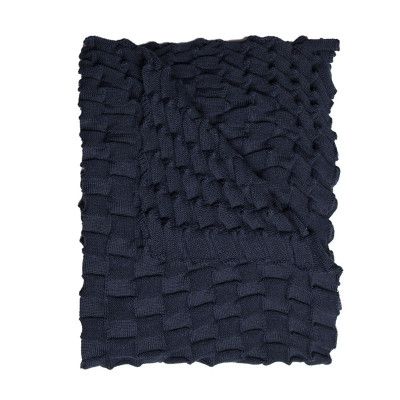 Pläd Curly mörkblå