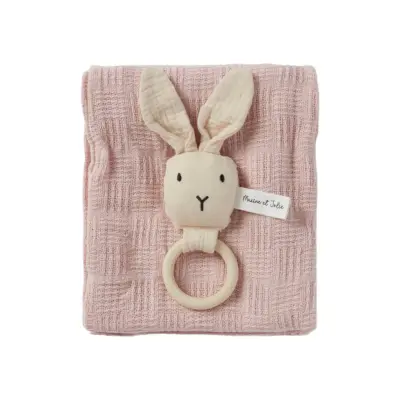 Presentbox Etienne skallra + filt Rosa