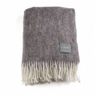 Stackelbergs Mohair pläd bright white&charcoal melange