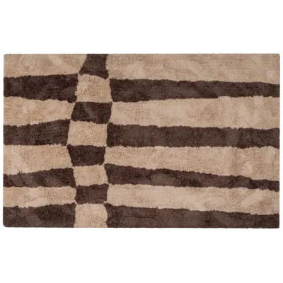 WOOOD FILT MED GRAFISK DESIGN NATURLIG/BRUN 200x300CM