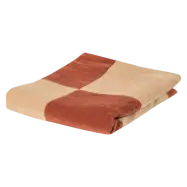 WOOOD Zena rutig pläd, rektangulär - rostbrun/beige sammet (170x130)