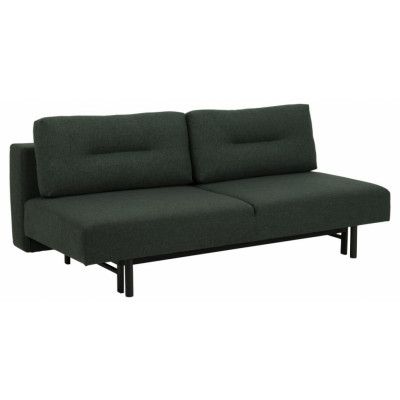 ACT NORDIC Malling bäddsoffa, med utdragbar säng och 2 kuddar - grönt tyg och svart stål