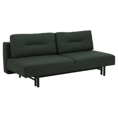 ACT NORDIC Malling bäddsoffa, med utdragbar säng och 2 kuddar - grönt tyg och svart stål