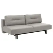 ACT NORDIC Malling bäddsoffa, med utdragbar säng och 2 kuddar - ljusgrått tyg och svart stål