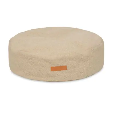 ANIMOOD Coco-puff för husdjur, rund - mörkbeigeåtervunnet Bouclé-tyg (Ø67)