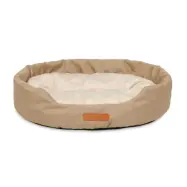 ANIMOOD Mia hundsäng, oval - beige sammetstyg (62x51)