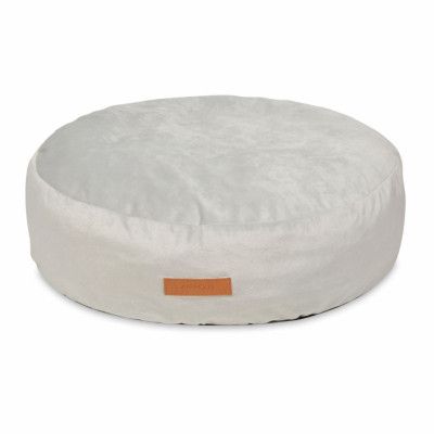 ANIMOOD Molly-puff för husdjur, rund - ljusgrått sammetstyg (Ø67)