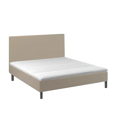 BOBOhome Tidur boxmadrass, helöverdrag, inkl. bäddmadrass och sänggavel - 180x200 sandfärgad Fast (80-100 kg) Medium