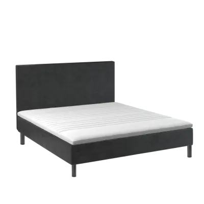 BOBOhome Tidur boxmadrass inkl.övermadrass och sänggavel, 180x200, heltäckande - antracit Fast (80-100 kg) Fast