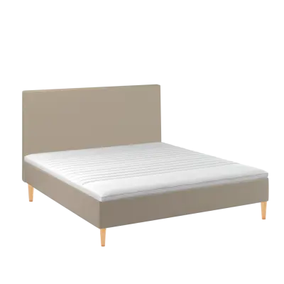 BOBOhome Tidur boxmadrass inkl.övermadrass och sänggavel, 180x200, heltäckande - sandfärgad Ekstra fast (over 100 kg) Ekstra fast