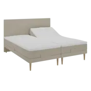 BOBOhome Tidur höjdsäng inkl. bäddmadrass, 180x200 - sandfärgad Fast (80-100 kg) Ekstra fast