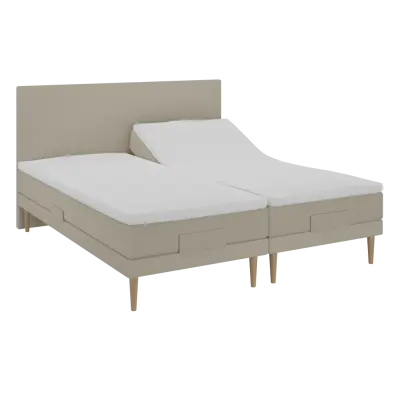 BOBOhome Tidur höjdsäng inkl. bäddmadrass, 180x200 - sandfärgad Fast (80-100 kg) Fast