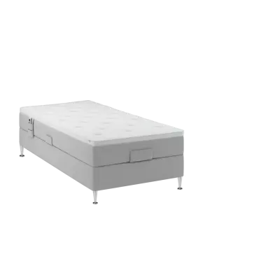 BOBOhome Tidur+ höjdsäng inkl. bäddmadrass, 90x200 - ljusgrå Fast (80-100 kg)