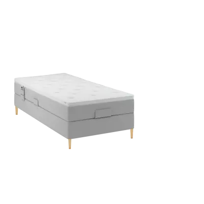 BOBOhome Tidur+ höjdsäng inkl. bäddmadrass, 90x200 - ljusgrå Fast (80-100 kg)