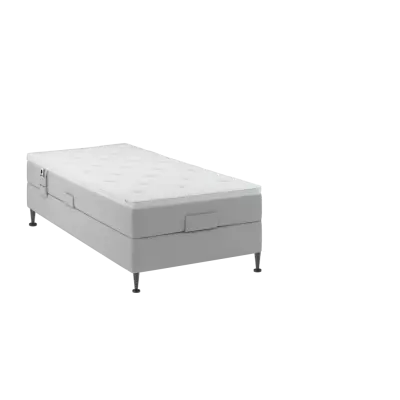 BOBOhome Tidur+ höjdsäng inkl. bäddmadrass, 90x200 - ljusgrå Fast (80-100 kg)