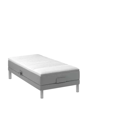 BOBOhome Tidur höjdsäng inkl. bäddmadrass, 90x200 - ljusgrå Extra fast (över 100 kg)