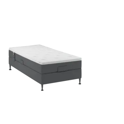 BOBOhome Tidur+ höjdsäng inkl. bäddmadrass, 90x200 - ljusgrå Fast (80-100 kg)