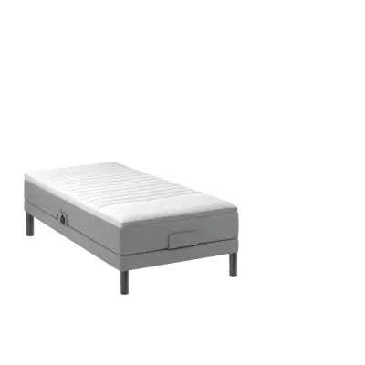 BOBOhome Tidur höjdsäng inkl. bäddmadrass, 90x200 - ljusgrå Fast (80-100 kg)