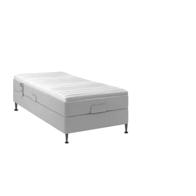 BOBOhome Tidur+ höjdsäng inkl. bäddmadrass, 90x200 - ljusgrå Fast (80-100 kg)