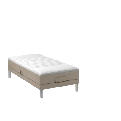 BOBOhome Tidur höjdsäng inkl. bäddmadrass, 90x200 - sandfärgad Medium (under 80 kg)