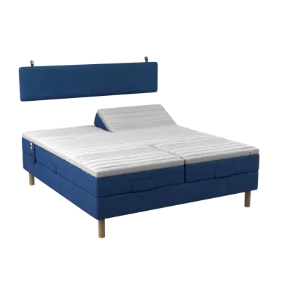 BOBOhome Tidur höjdsäng inkl.övermadrass och vägghängd sänggavel, 180x200 - blå Ekstra fast (over 100 kg) Ekstra fast