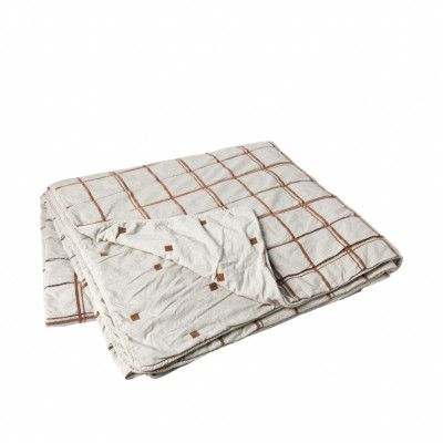 BROSTE COPENHAGEN Toveöverkast, rektangulärt - surikatbrun bomull/chenilleviskos (240x260)