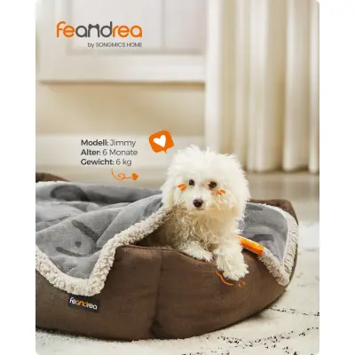 FEANDREA Vattentät hundfilt, sherpafleecefilt för miniatyrhundar, katter, 73 x 63 cm, S, maskintvättbar, vändbart hundsoffskydd, grå PPB029G01