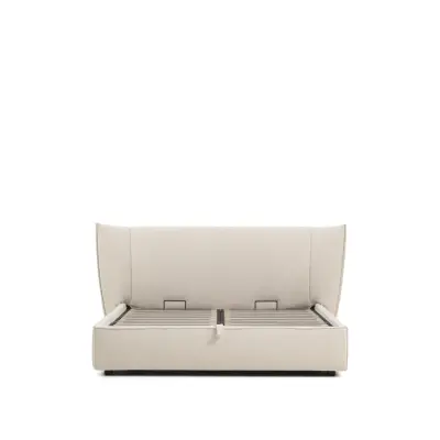 KAVE HOME Arvian sängstomme, med förvaringsbotten och avtagbartöverdrag - beige chenille (160x200)
