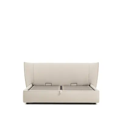 KAVE HOME Arvian sängstomme, med förvaringsbotten och avtagbartöverdrag - beige chenille (180x200)
