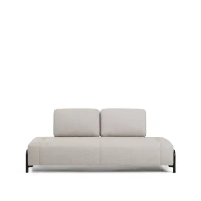 KAVE HOME Compo 2-sits modulsoffa - grått tyg och svart metall (200cm)