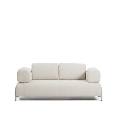 KAVE HOME Compo 2-sitssoffa - ecru chenilletyg och beige metall (200cm)