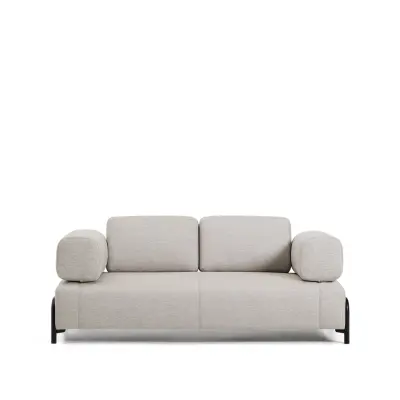 KAVE HOME Compo 2-sitssoffa - grått tyg och svart metall (200cm)