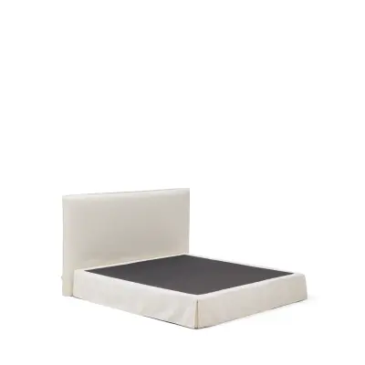 KAVE HOME Jaira sängstomme, med avtagbartöverdrag - vit chenilletyg (180x200)