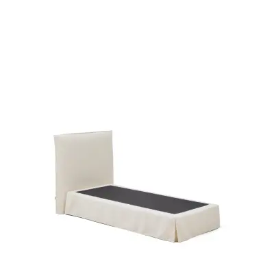 KAVE HOME Jaira sängstomme, med avtagbartöverdrag - vit chenilletyg (90x200)