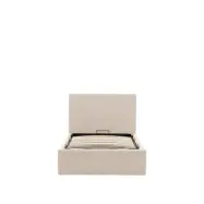 KAVE HOME Nahiri sängstomme, med huvudgavel och förvaring - beige chenilletyg (200x90)