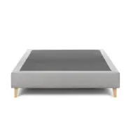 KAVE HOME Nikos hög sängbotten - grå polyester och naturligt bokträ (för en 160x200 cm madrass)