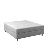 BOBOhome Tidur+ kontinentalsäng inkl. bäddmadrass, 180x200 - ljusgrå Medium (under 80 kg) Ekstra fast