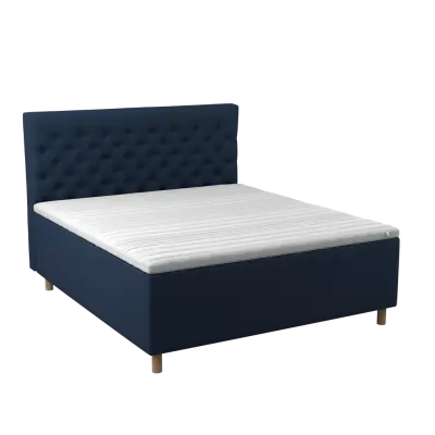BOBOhome Tidur+ kontinentalsäng inkl. bäddmadrass och sänggavel, 180x200 - blå Fast (80-100 kg) Ekstra fast