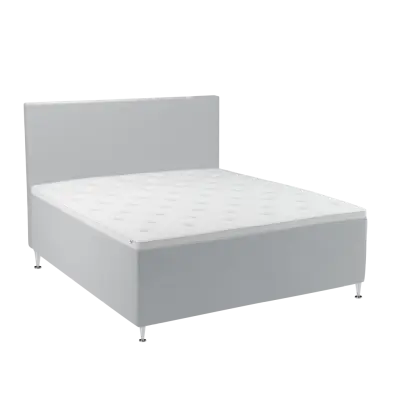 BOBOhome Tidur+ kontinentalsäng inkl. bäddmadrass och sänggavel, 180x200 - ljusgrå Ekstra fast (over 100 kg) Ekstra fast