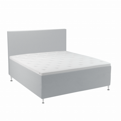 BOBOhome Tidur+ kontinentalsäng inkl. bäddmadrass och sänggavel, 180x200 - ljusgrå Fast (80-100 kg) Ekstra fast