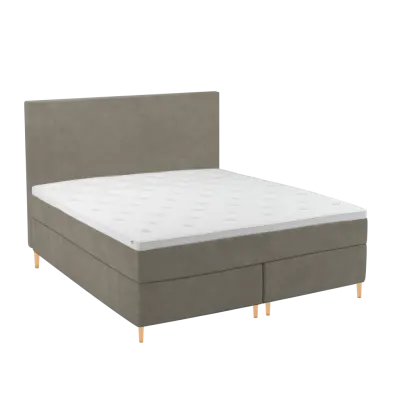 BOBOhome Tidur+ kontinentalsäng inkl. bäddmadrass och sänggavel, 180x200 - sandfärgad Fast (80-100 kg) Ekstra fast