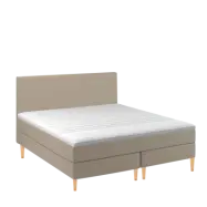 BOBOhome Tidur kontinentalsäng inkl.övermadrass och sänggavel, 180x200 - 180x200, sandfärgad Ekstra fast (over 100 kg) Ekstra fast