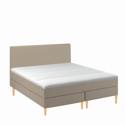 BOBOhome Tidur kontinentalsäng inkl.övermadrass och sänggavel, 180x200 - 180x200, sandfärgad Medium (under 80 kg) Ekstra fast