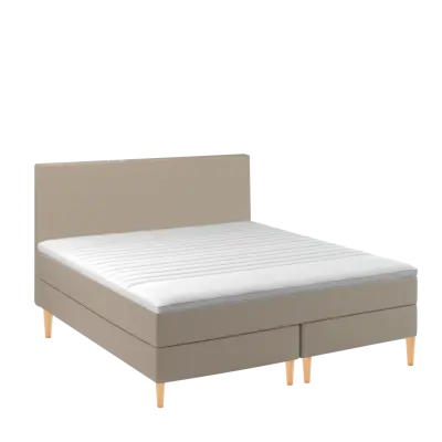 BOBOhome Tidur kontinentalsäng inkl.övermadrass och sänggavel, 180x200 - 180x200, sandfärgad Medium (under 80 kg) Ekstra fast
