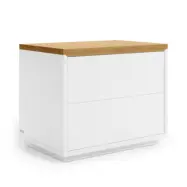 KAVE HOME Abilen sängbord, m. 2 lådor - vit MDF och naturlig ekfaner (53x36)