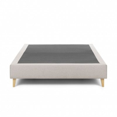 LAFORMA Nikos hög sängbotten - beige polyester och naturligt bokträ